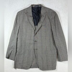 Polo Ralph Lauren 44R Made in Italy 100% Cotton Men's Gray Plaid Blazer